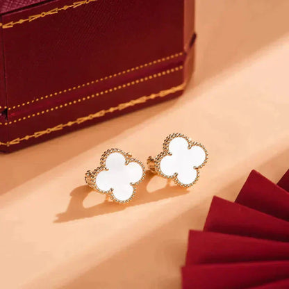 [Rose Jewellery]CLOVER MEDIUM 1 MOTIFS  WHITE MOP STUD EARRINGS