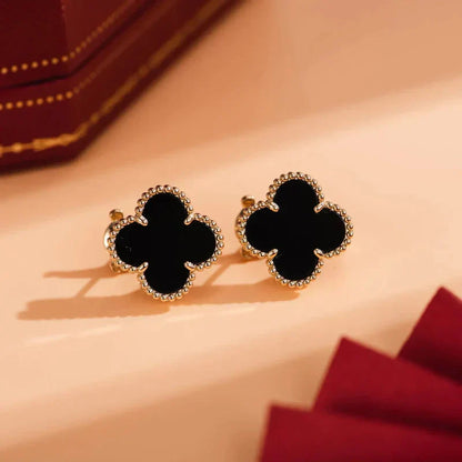 [Rose Jewellery]CLOVER MEDIUM 1 MOTIFS  ONYX STUD EARRINGS