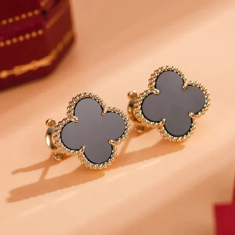 [Rose Jewellery]CLOVER MEDIUM 1 MOTIFS  ONYX STUD EARRINGS