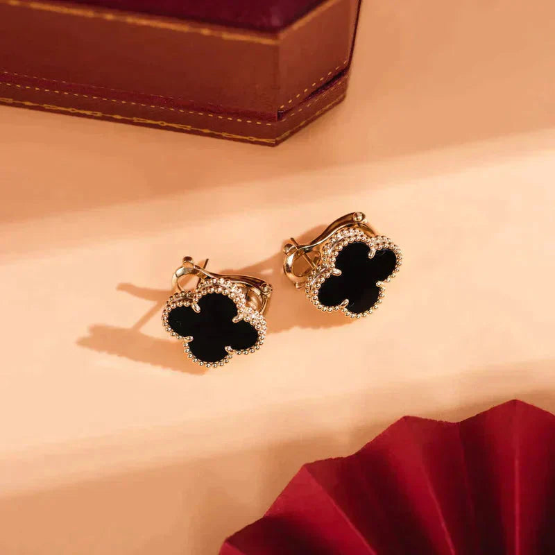 [Rose Jewellery]CLOVER MEDIUM 1 MOTIFS  ONYX STUD EARRINGS