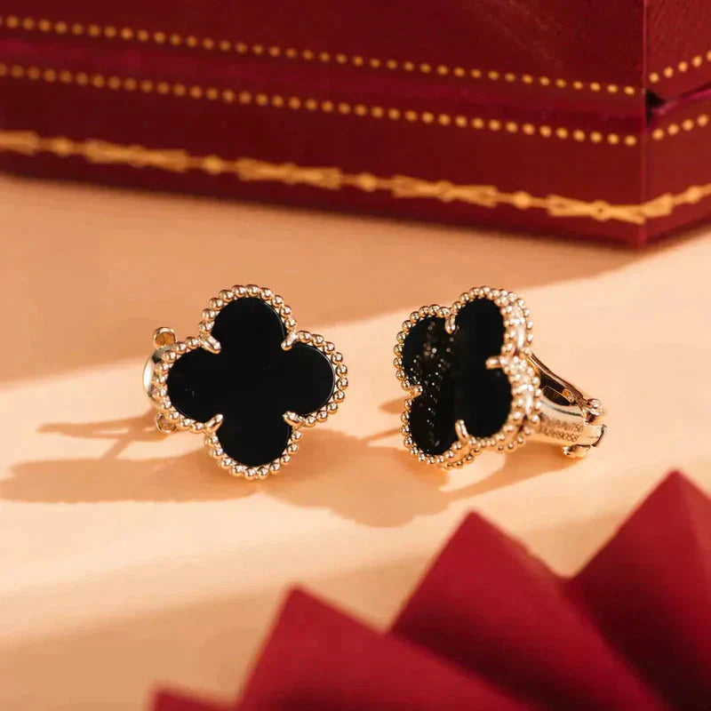 [Rose Jewellery]CLOVER MEDIUM 1 MOTIFS  ONYX STUD EARRINGS