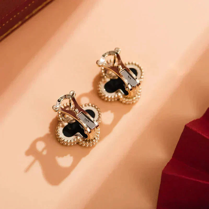 [Rose Jewellery]CLOVER MEDIUM 1 MOTIFS  ONYX STUD EARRINGS