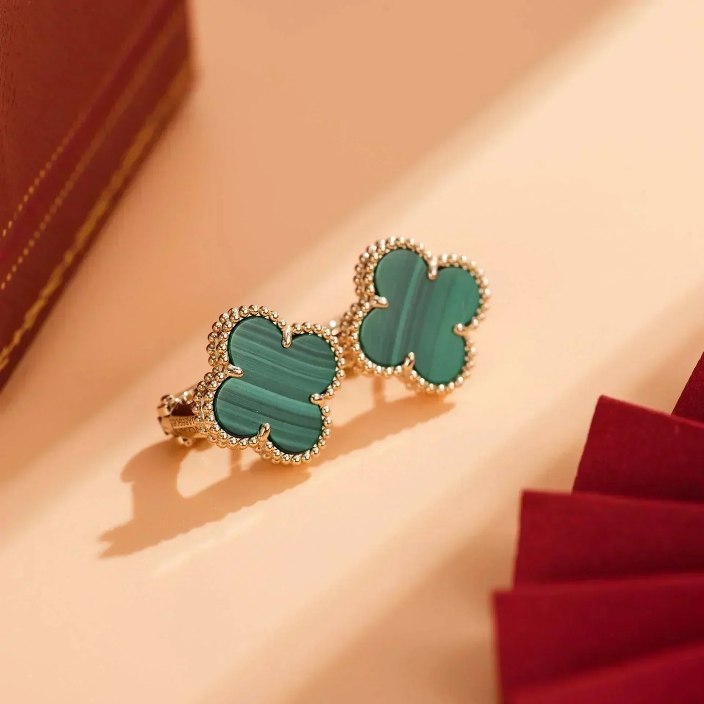 [Rose Jewellery]CLOVER MEDIUM 1 MOTIFS MALACHITE  EARRINGS