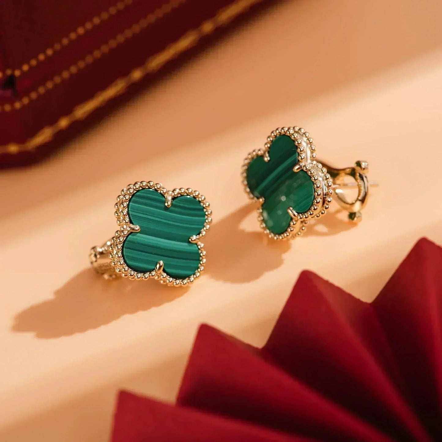 [Rose Jewellery]CLOVER MEDIUM 1 MOTIFS MALACHITE  EARRINGS