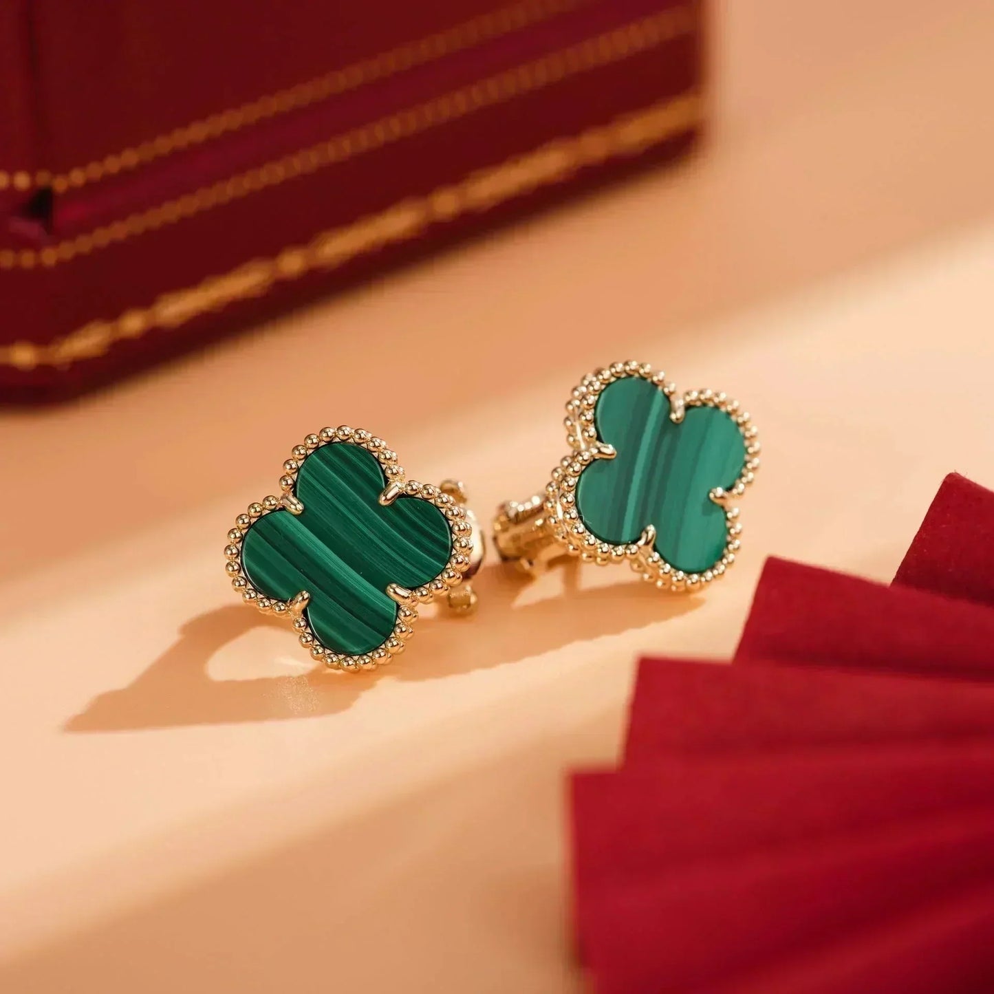 [Rose Jewellery]CLOVER MEDIUM 1 MOTIFS MALACHITE  EARRINGS