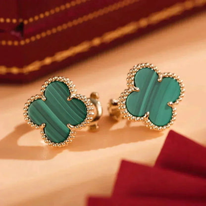 [Rose Jewellery]CLOVER MEDIUM 1 MOTIFS MALACHITE  EARRINGS