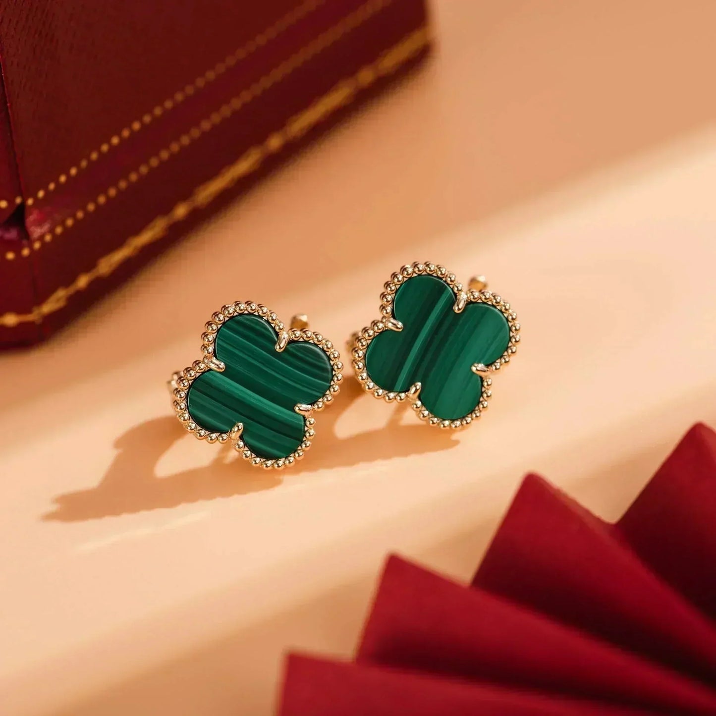 [Rose Jewellery]CLOVER MEDIUM 1 MOTIFS MALACHITE  EARRINGS