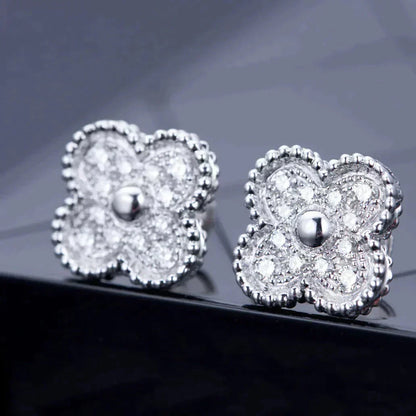 [Rose Jewellery]CLOVER 1 MOTIFS DIAMOND STUD EARRINGS SILVER