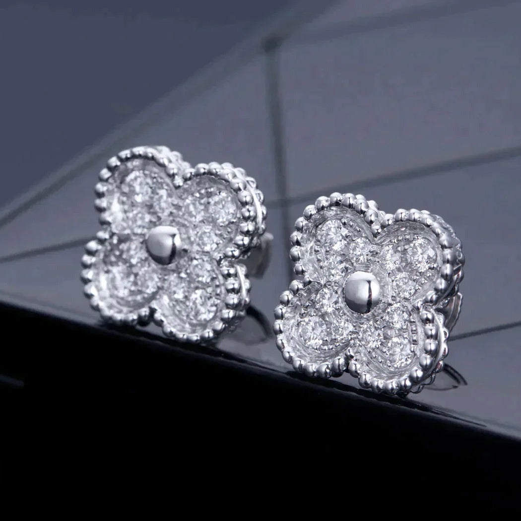 [Rose Jewellery]CLOVER 1 MOTIFS DIAMOND STUD EARRINGS SILVER