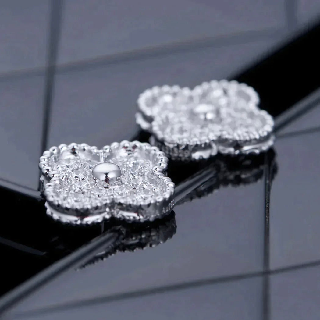 [Rose Jewellery]CLOVER 1 MOTIFS DIAMOND STUD EARRINGS SILVER