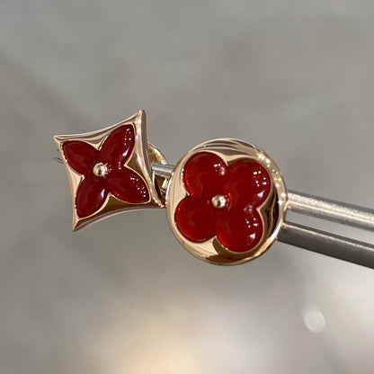 [Rose Jewellery]STAR AND SUN PINK GOLD CARNELIAN STUD EARRINGS