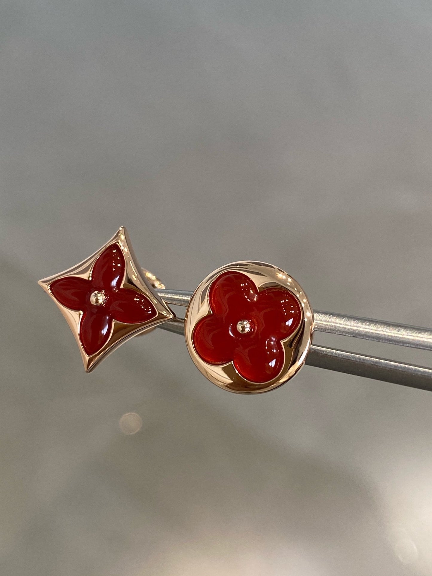 [Rose Jewellery]STAR AND SUN PINK GOLD CARNELIAN STUD EARRINGS