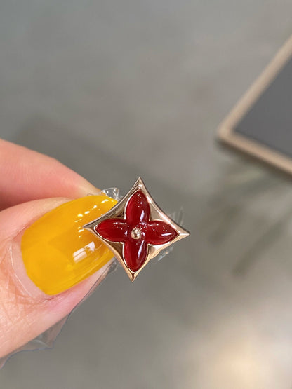 [Rose Jewellery]STAR AND SUN PINK GOLD CARNELIAN STUD EARRINGS