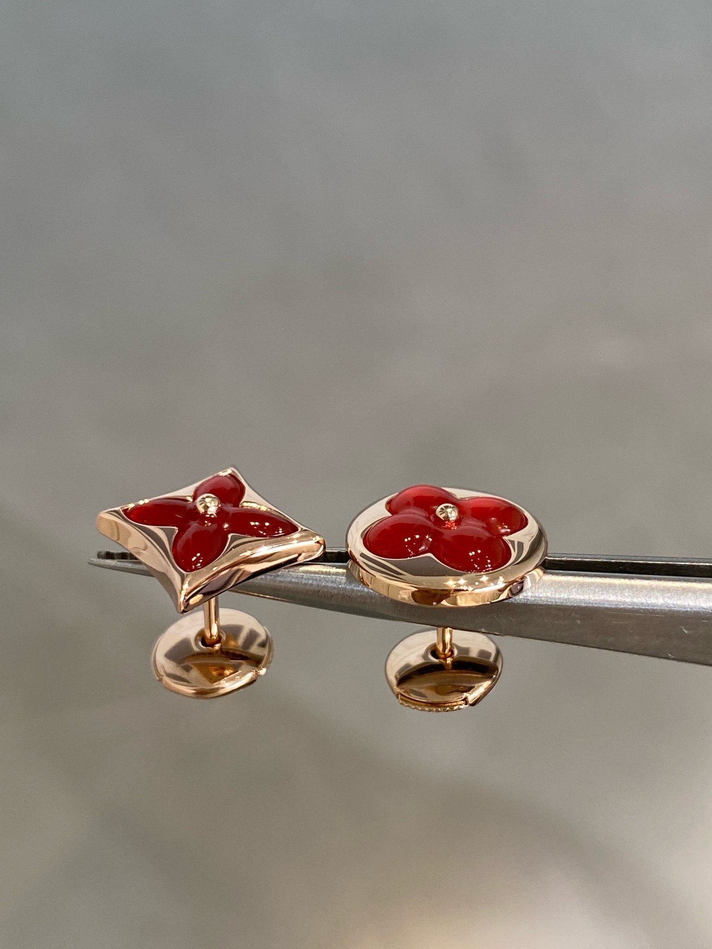 [Rose Jewellery]STAR AND SUN PINK GOLD CARNELIAN STUD EARRINGS