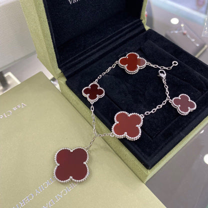 [Rose Jewellery]CLOVER 5 MOTIFS SIVLER CARNELIAN BRACELET