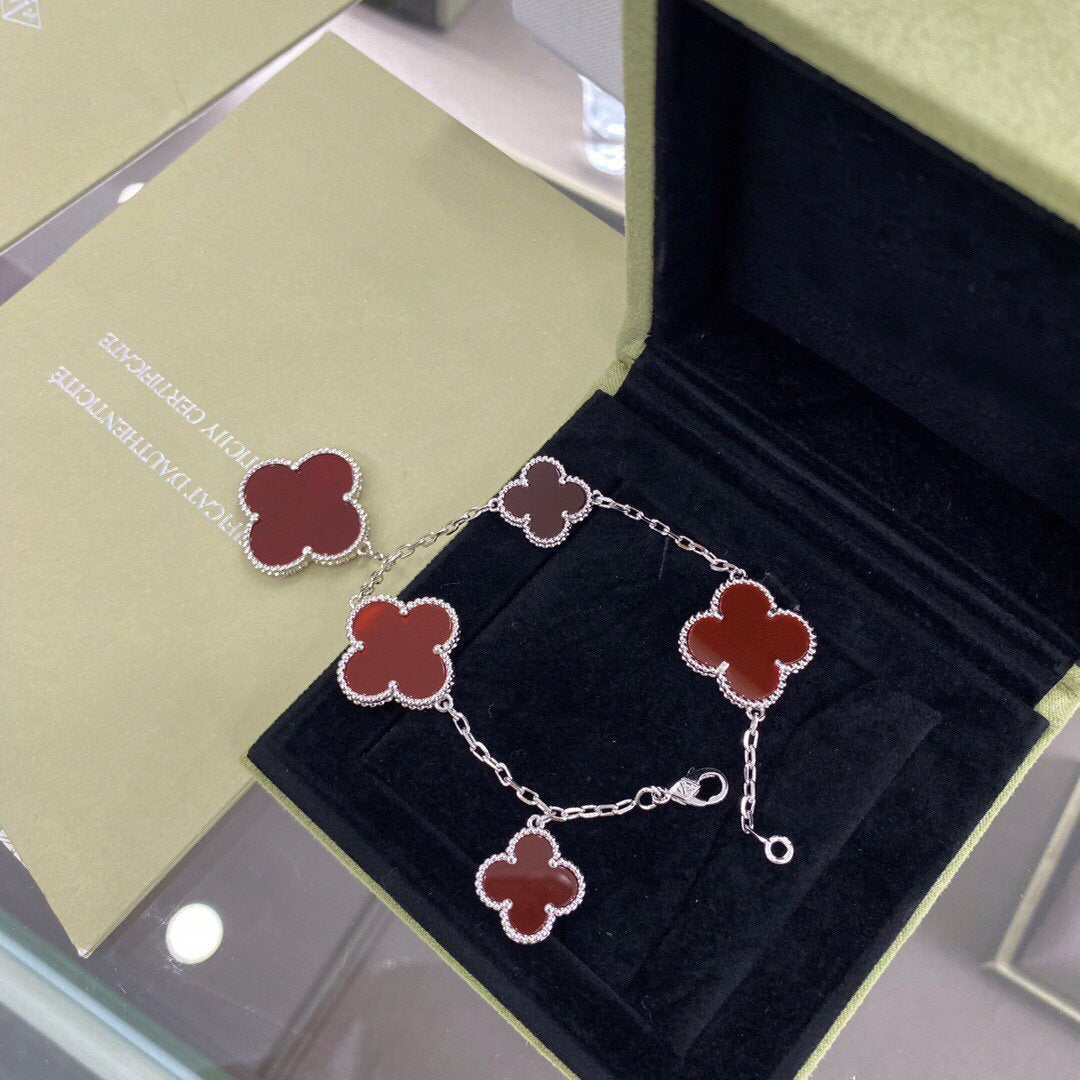 [Rose Jewellery]CLOVER 5 MOTIFS SIVLER CARNELIAN BRACELET