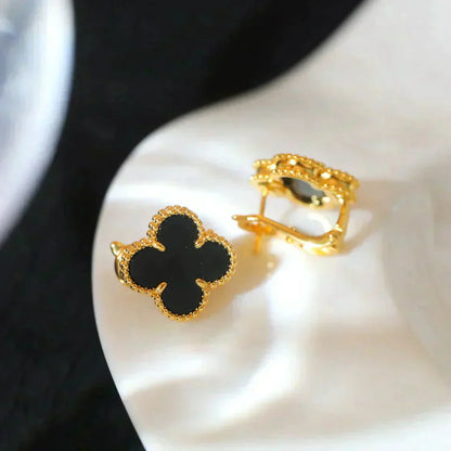 [Rose Jewellery]CLOVER MEDIUM 1 MOTIFS  ONYX STUD EARRINGS