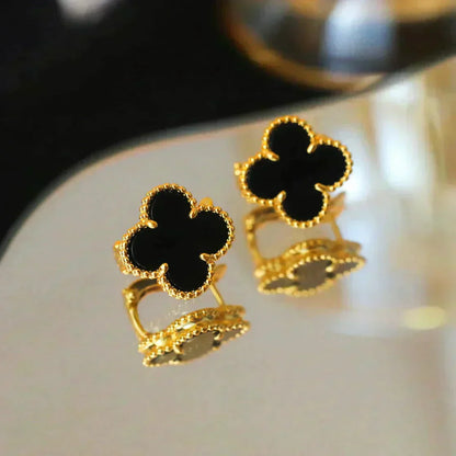 [Rose Jewellery]CLOVER MEDIUM 1 MOTIFS  ONYX STUD EARRINGS