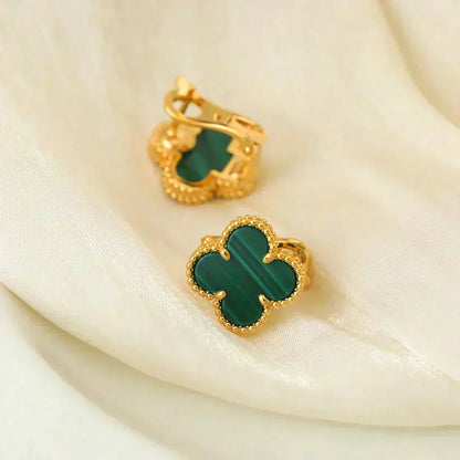 [Rose Jewellery]CLOVER MEDIUM 1 MOTIFS MALACHITE  EARRINGS