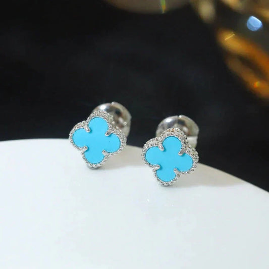 [Rose Jewellery]CLOVER MINI 9.5MM ONYX STUD EARRINGS SILVER