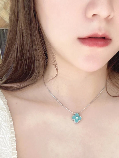 [Rose Jewellery]CLOVER 1 DIAMOND LIGHT BLUE SILVER NECKLACE