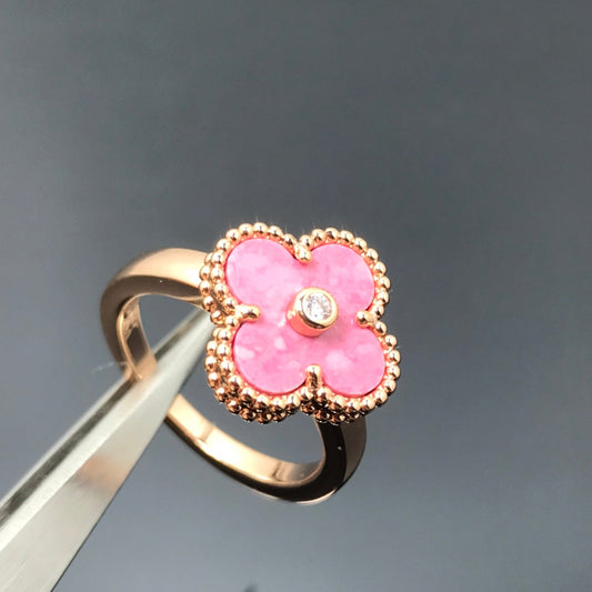 [Rose Jewellery]CLOVER RHODONITE ROSE GOLD RING