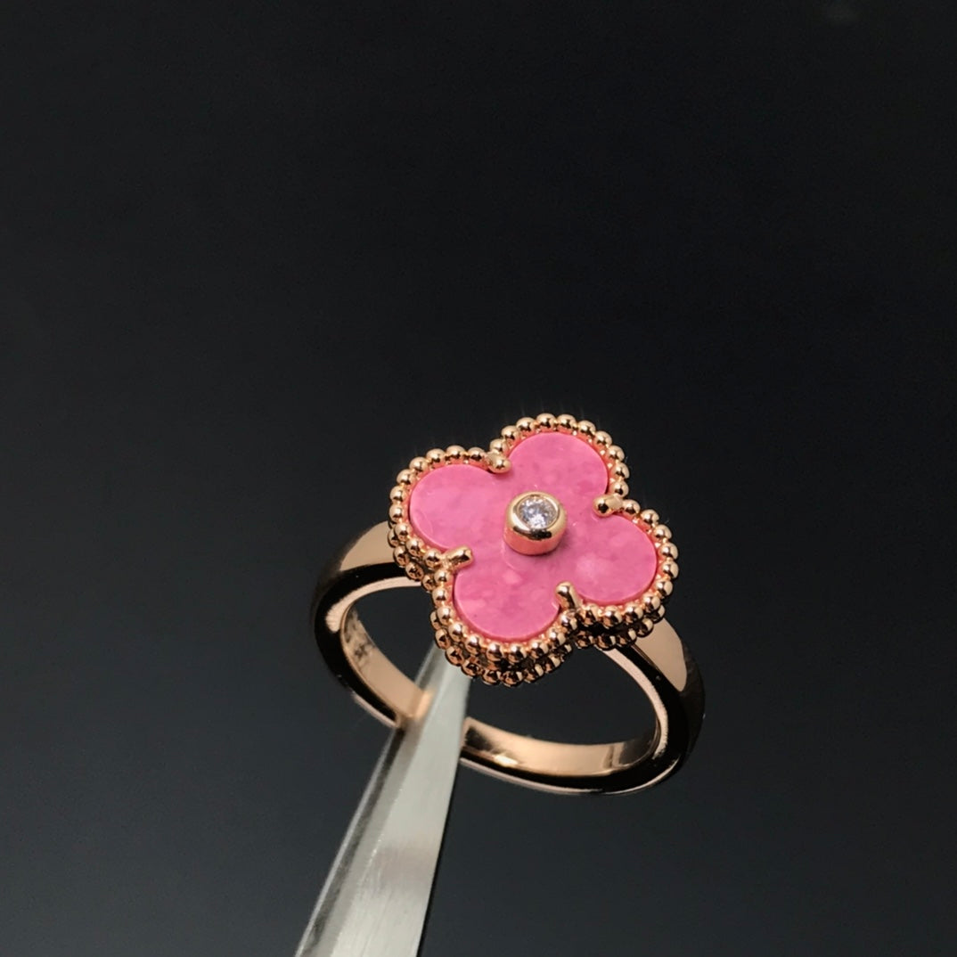 [Rose Jewellery]CLOVER RHODONITE ROSE GOLD RING