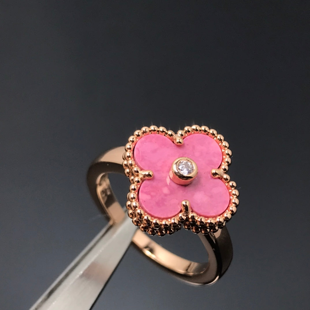 [Rose Jewellery]CLOVER RHODONITE ROSE GOLD RING