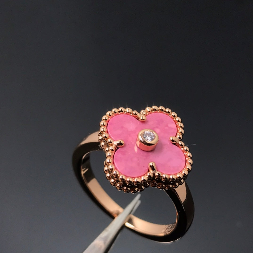 [Rose Jewellery]CLOVER RHODONITE ROSE GOLD RING