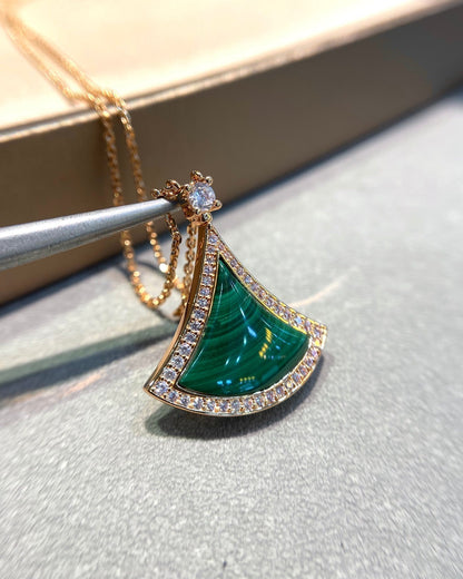 [Rose Jewellery]DREAM MALACHITE DIAMOND PAVED PINK GOLD NECKLACE