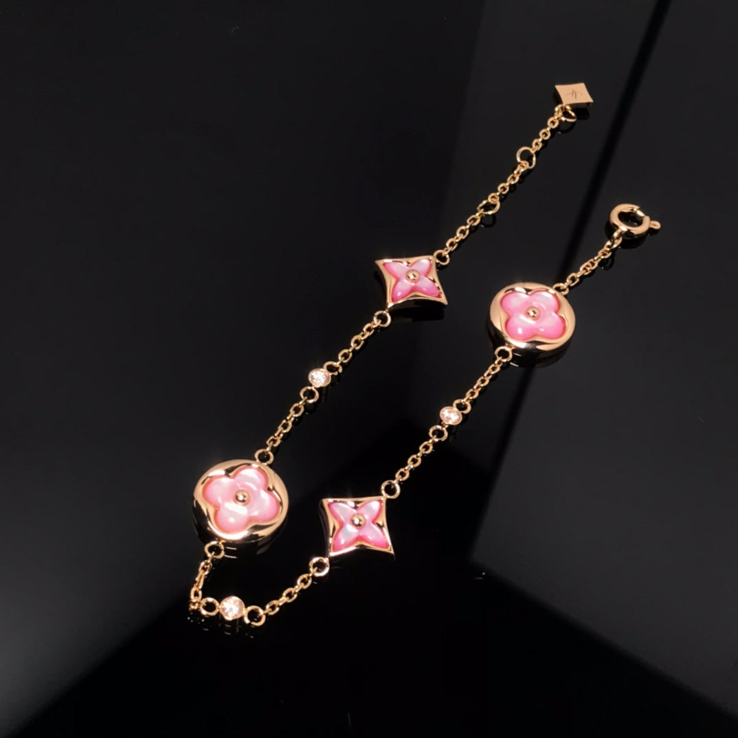 [Rose Jewellery]STAR AND SUN 4 MOTIF PINK MOP PINK GOLD BRACELET