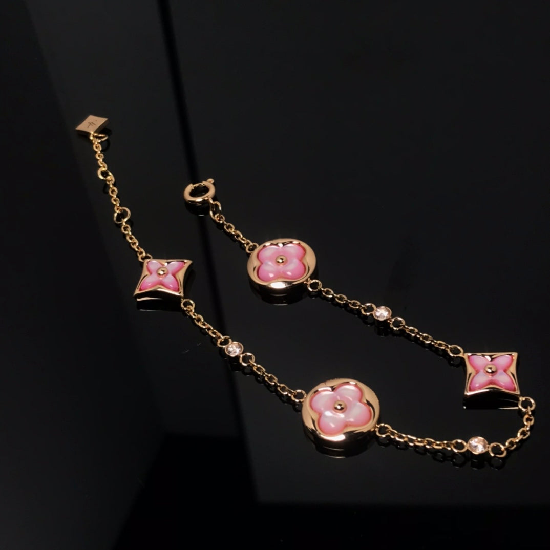 [Rose Jewellery]STAR AND SUN 4 MOTIF PINK MOP PINK GOLD BRACELET