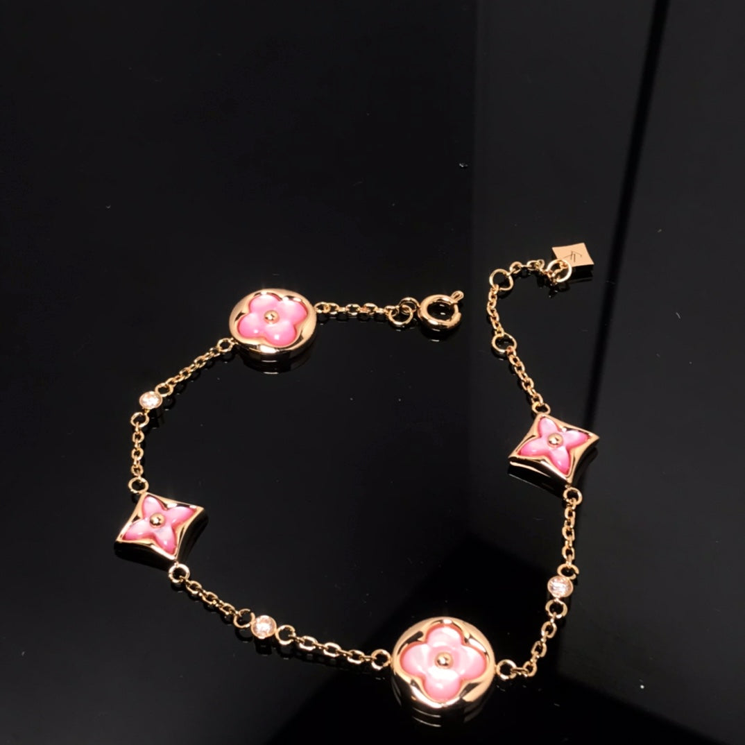 [Rose Jewellery]STAR AND SUN 4 MOTIF PINK MOP PINK GOLD BRACELET