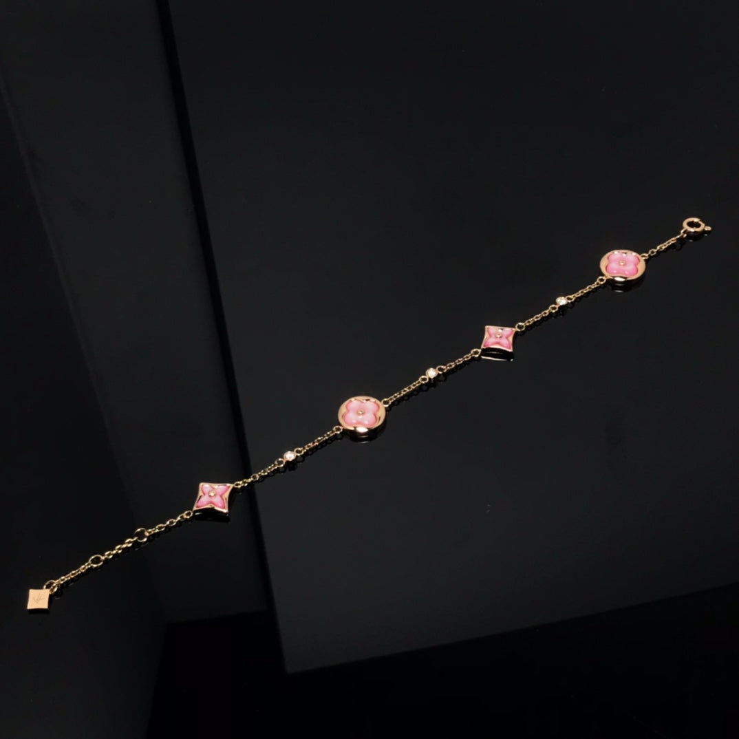 [Rose Jewellery]STAR AND SUN 4 MOTIF PINK MOP PINK GOLD BRACELET