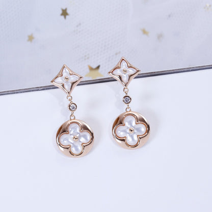 [Rose Jewellery]STAR AND SUN PINK GOLD MOP DROP EARRINGS