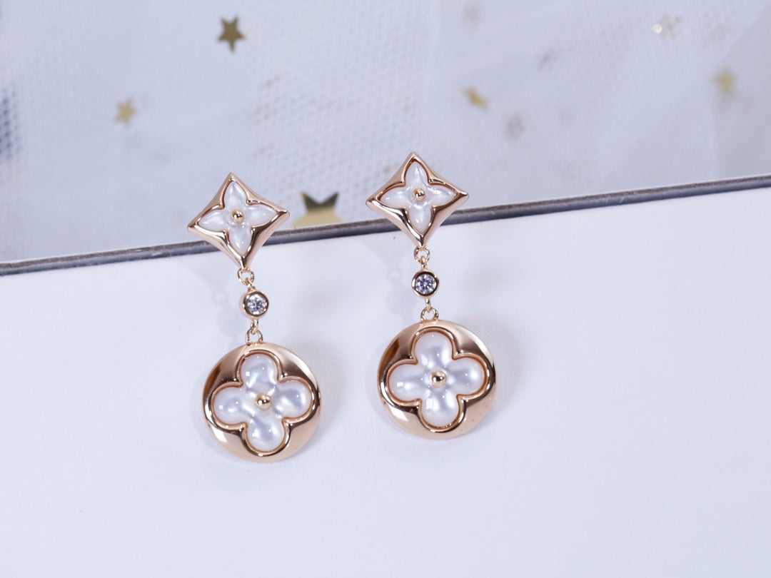 [Rose Jewellery]STAR AND SUN PINK GOLD MOP DROP EARRINGS