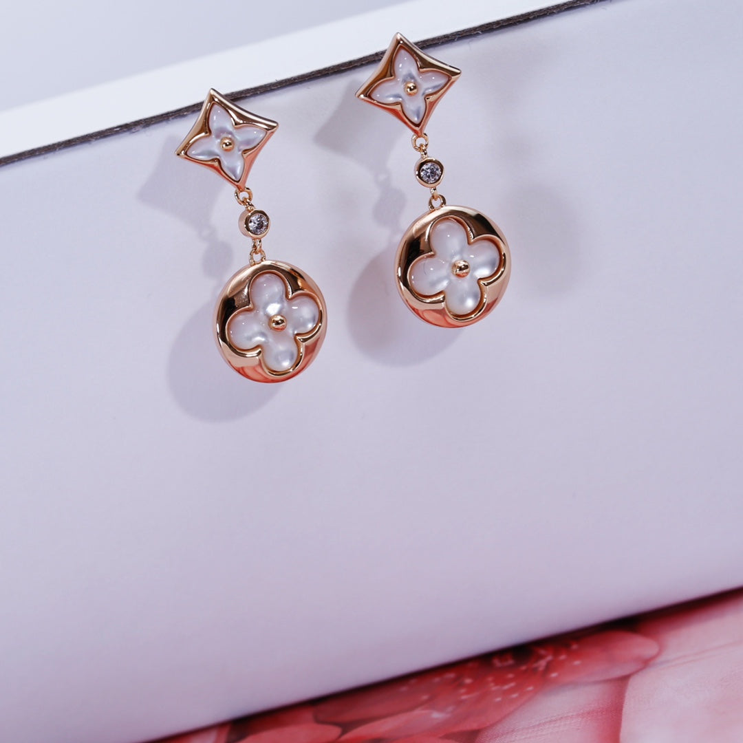 [Rose Jewellery]STAR AND SUN PINK GOLD MOP DROP EARRINGS