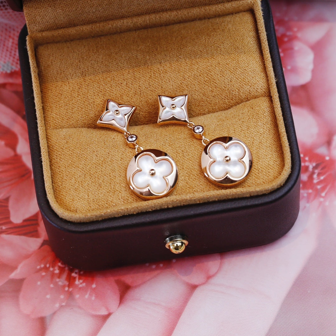 [Rose Jewellery]STAR AND SUN PINK GOLD MOP DROP EARRINGS