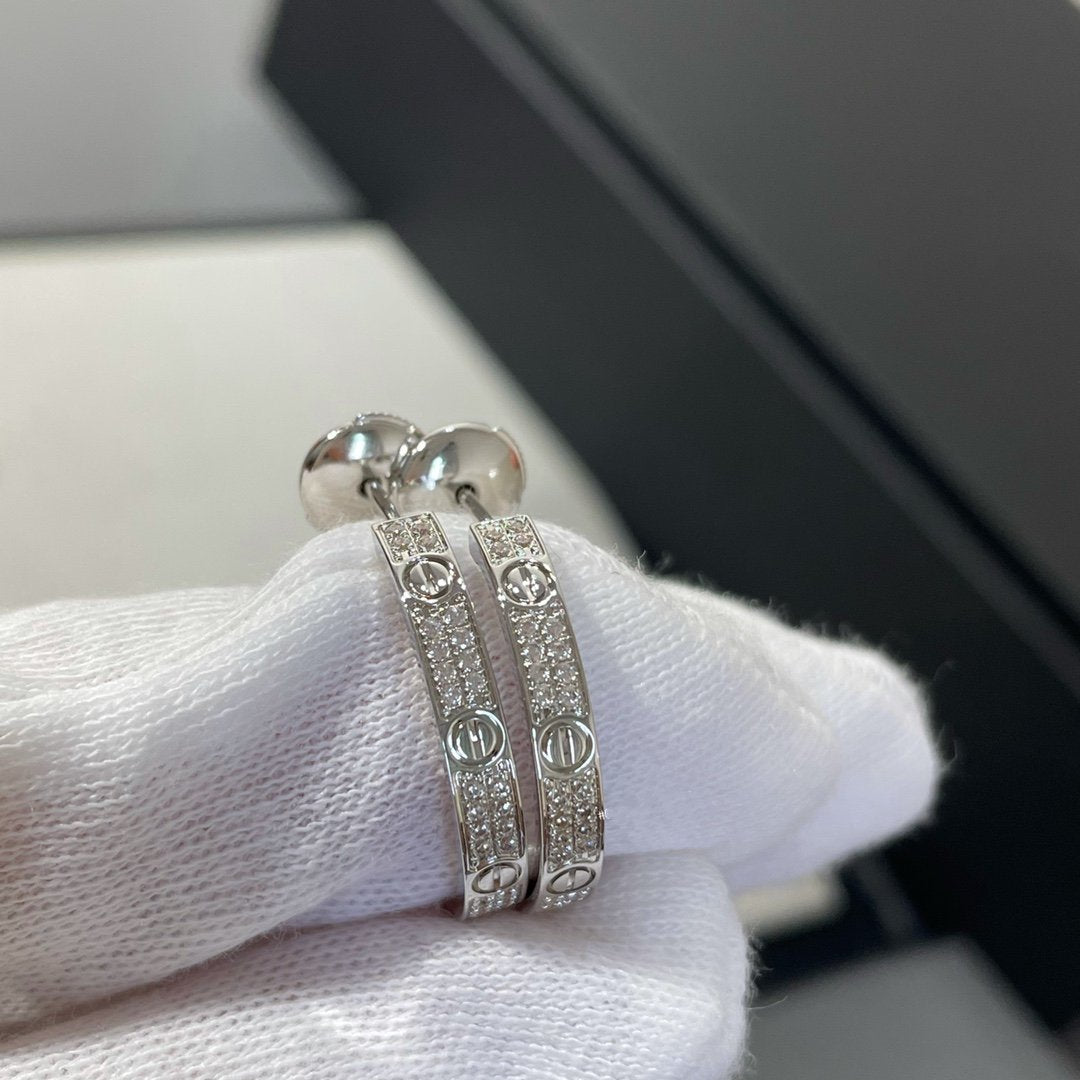 [Rose Jewellery]LOVE DIAMOND SILVER HOOP EARRINGS