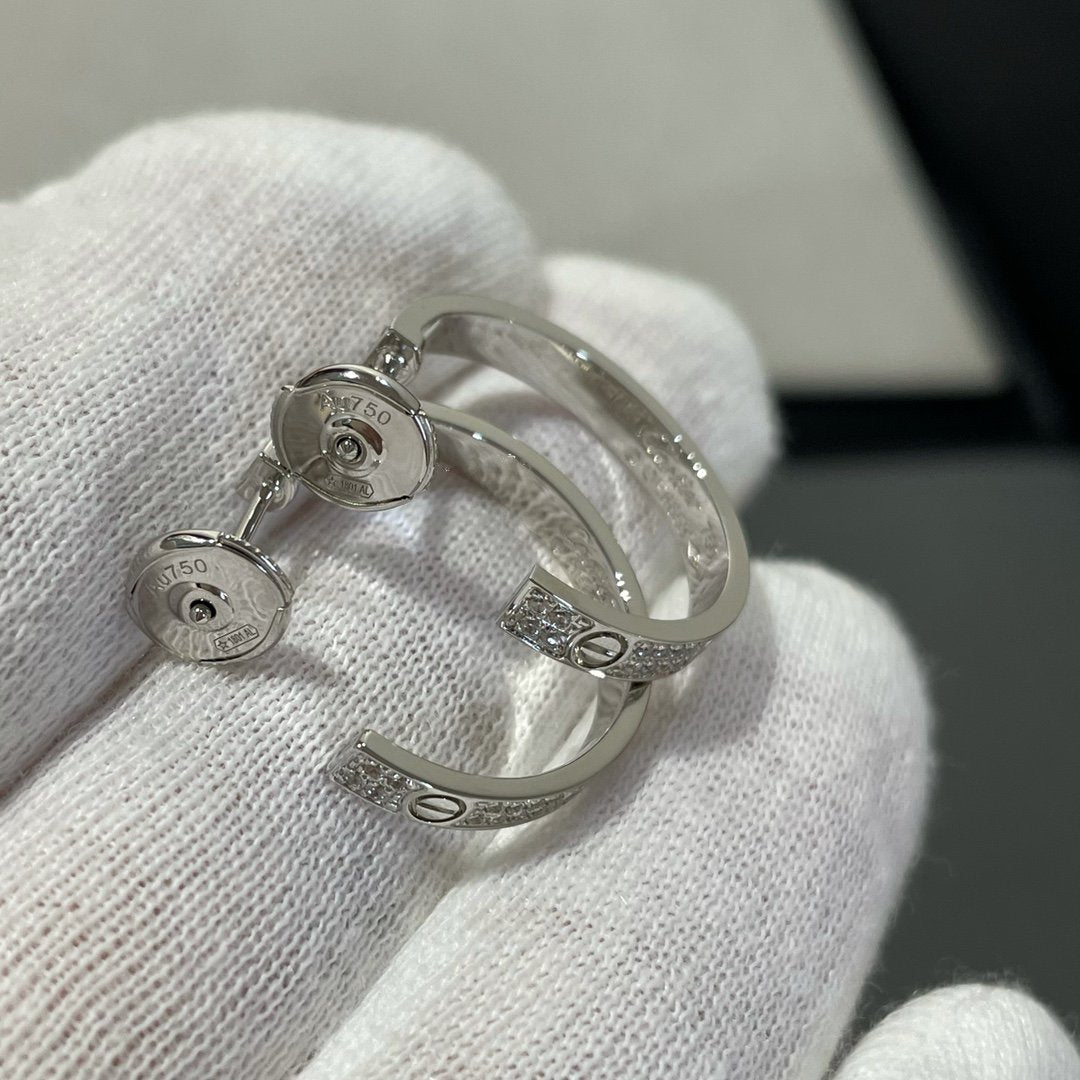 [Rose Jewellery]LOVE DIAMOND SILVER HOOP EARRINGS