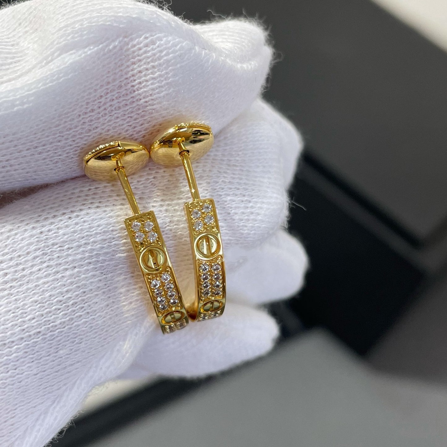 [Rose Jewellery]LOVE DIAMOND GOLD HOOP EARRINGS