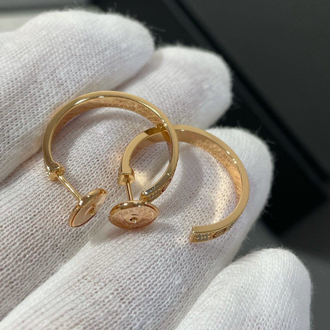 [Rose Jewellery]LOVE DIAMOND PINK GOLD HOOP EARRINGS