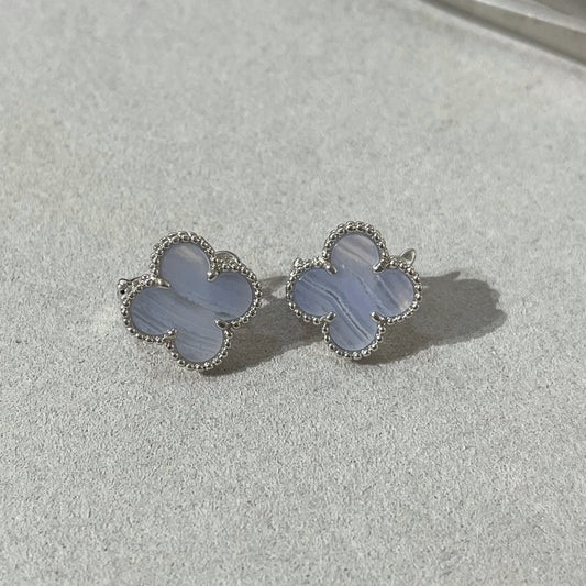 [Rose Jewellery]CLOVER CHALCEDONY SILVER STUD EARRINGS