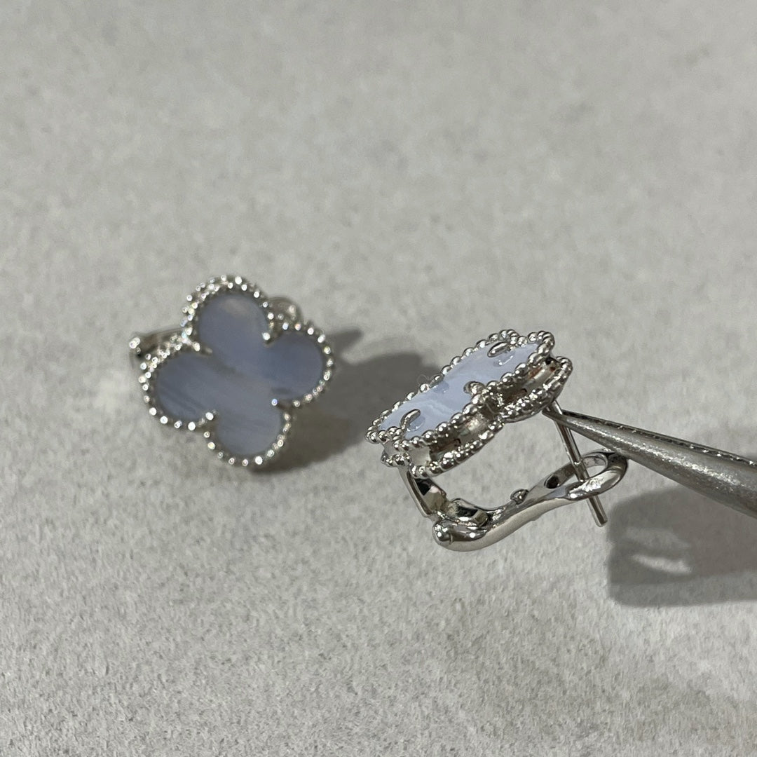 [Rose Jewellery]CLOVER CHALCEDONY SILVER STUD EARRINGS