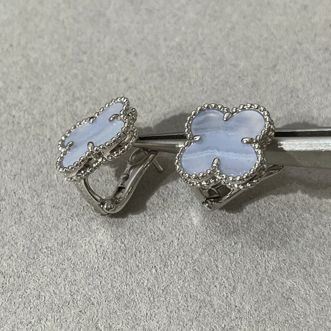 [Rose Jewellery]CLOVER CHALCEDONY SILVER STUD EARRINGS