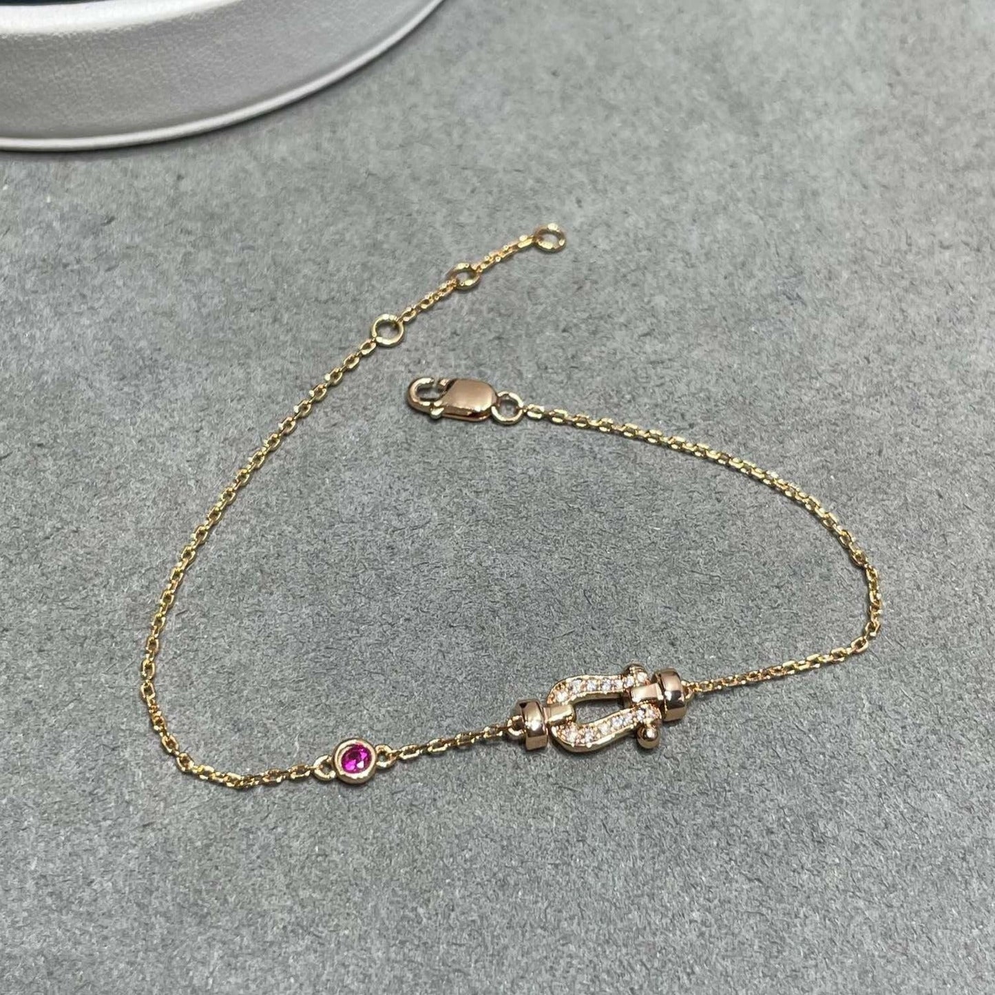 [Rose Jewellery]FORCE 10 DIAMOND CHAIN LINK PINK GOLD BRACELET