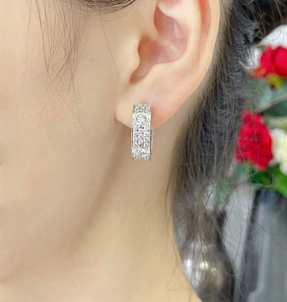 [Rose Jewellery]LOVE 5.5MM DIAMOND PAVED EARRINGS