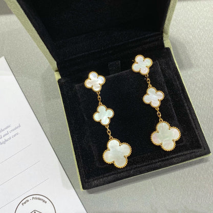 [Rose Jewellery]CLOVER MOP 3 MOTIFS GOLD EARRINGS