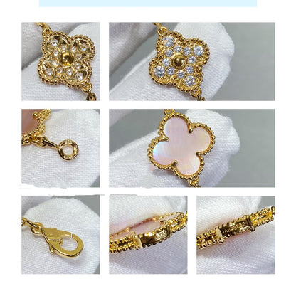 [Rose Jewellery]CLOVER 5 MOTIF DIAMOND PINK MOP PINK GOLD BRACELET