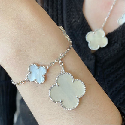 [Rose Jewellery]CLOVER 5 MOTIF WHITE MOP SILVER BRACELET